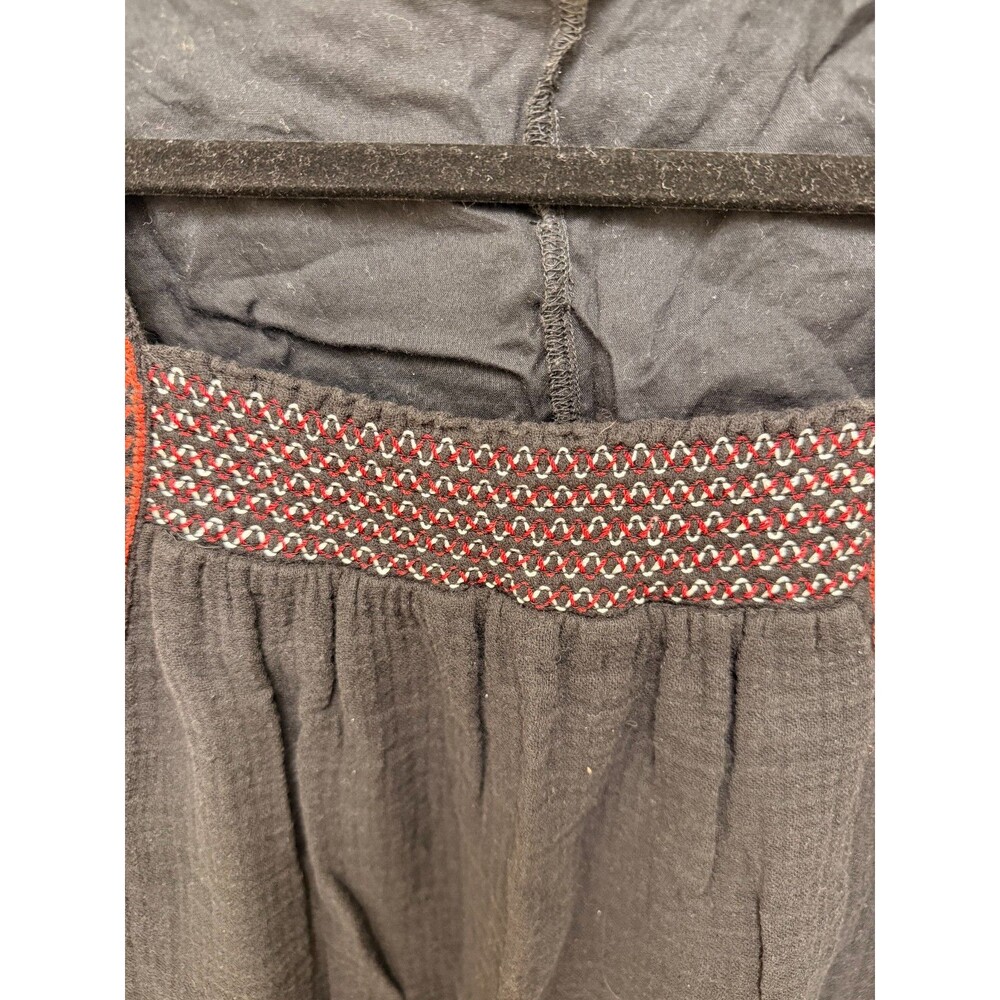 Old Navy Black Embroidered Boho Swing Dress Floral Cross Stitch Mini S ✨ - Picture 6 of 9